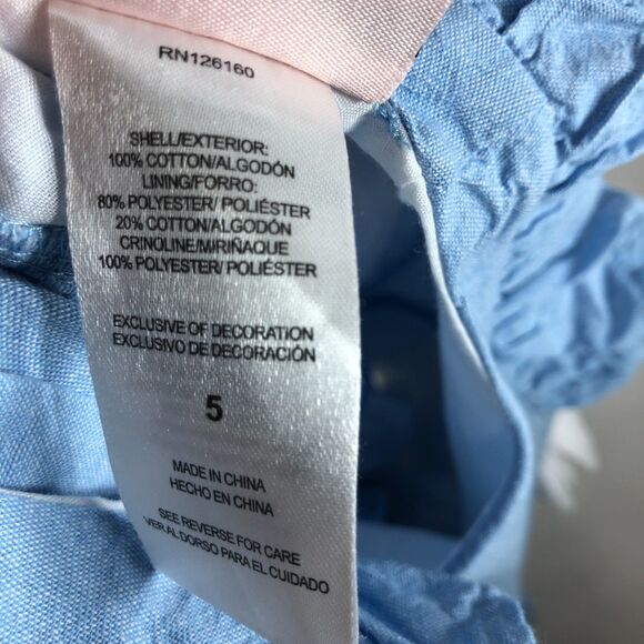 Little Lass Blue Dress With White Flowers Girls Toddler Size 5 - Picture 5 of 9